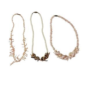 ♡Vintage Hawaiian Coral And Shell Necklaces- Lot # 3♡